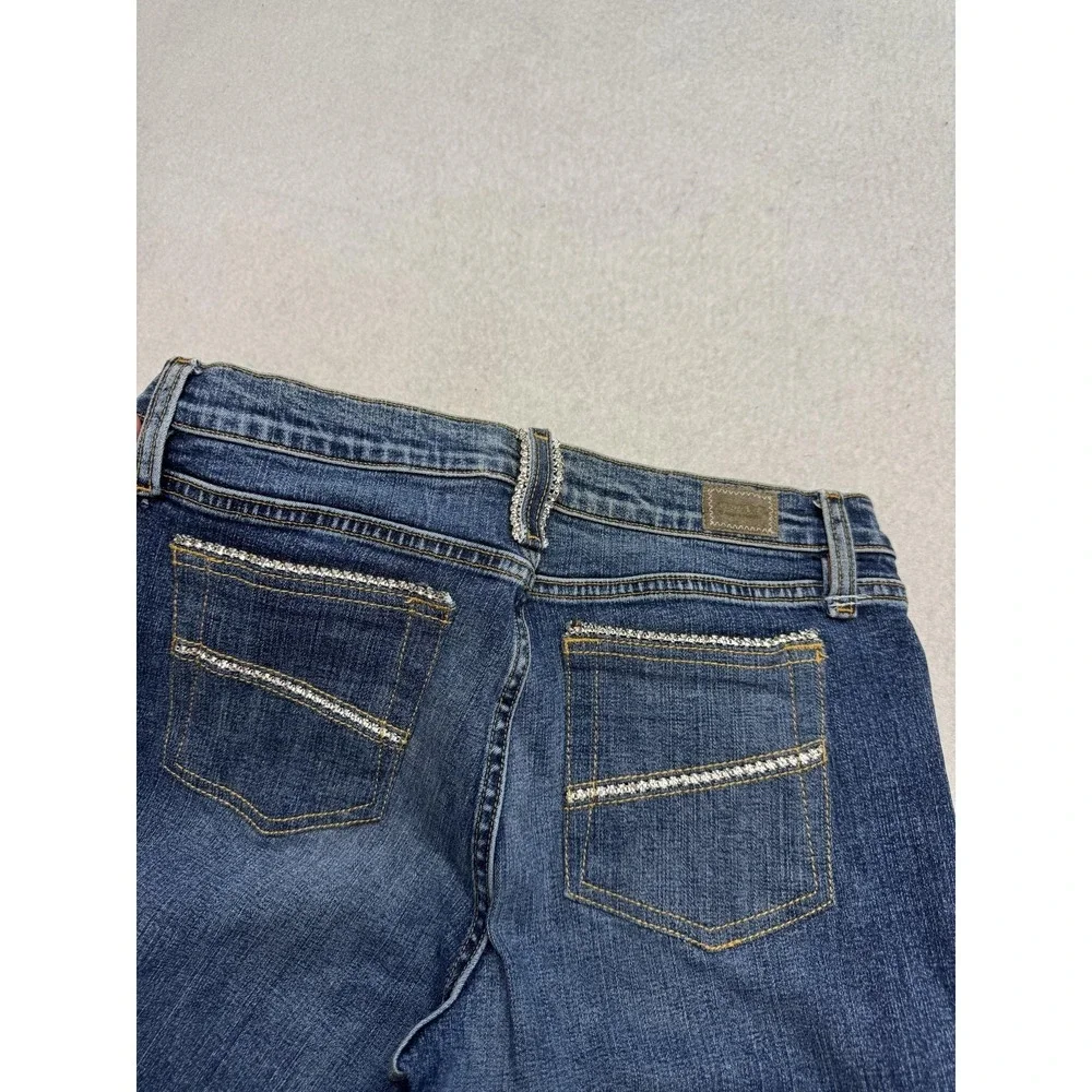 Allen B. By Allen Schwartz Jeans Womens 30 Blue Mid Rise Wide Leg Rhinestone - Picture 11 of 13